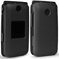 Case for Alcatel Go Flip V, Nakedcellphone [Black] Protective Snap-On Cover [Grid Texture] for Alcatel Go Flip, MyFlip 4G, QuickFlip, AT&T Cingular Flip 2, (A405DL, 4051s, 4044, A405)